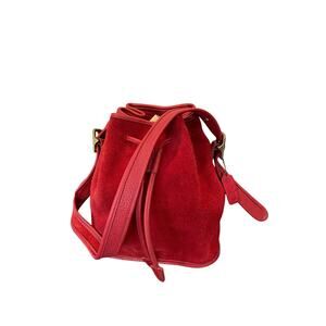 Vintage Coach 9012 Berkeley Drawstring Bucket Bag Purse Red Suede Leather
